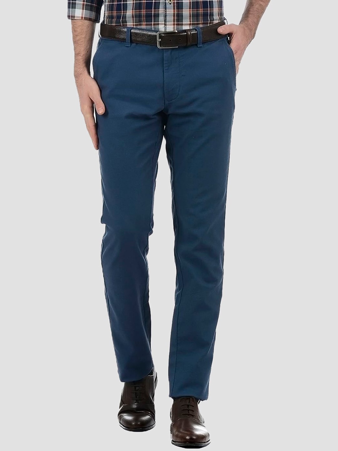 

LONDON FOG Men Blue Low-Rise Casual Trousers