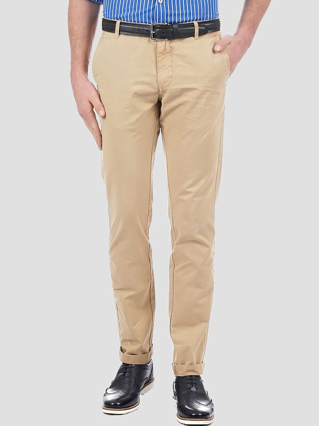 

LONDON FOG Men Beige Low-Rise Trousers