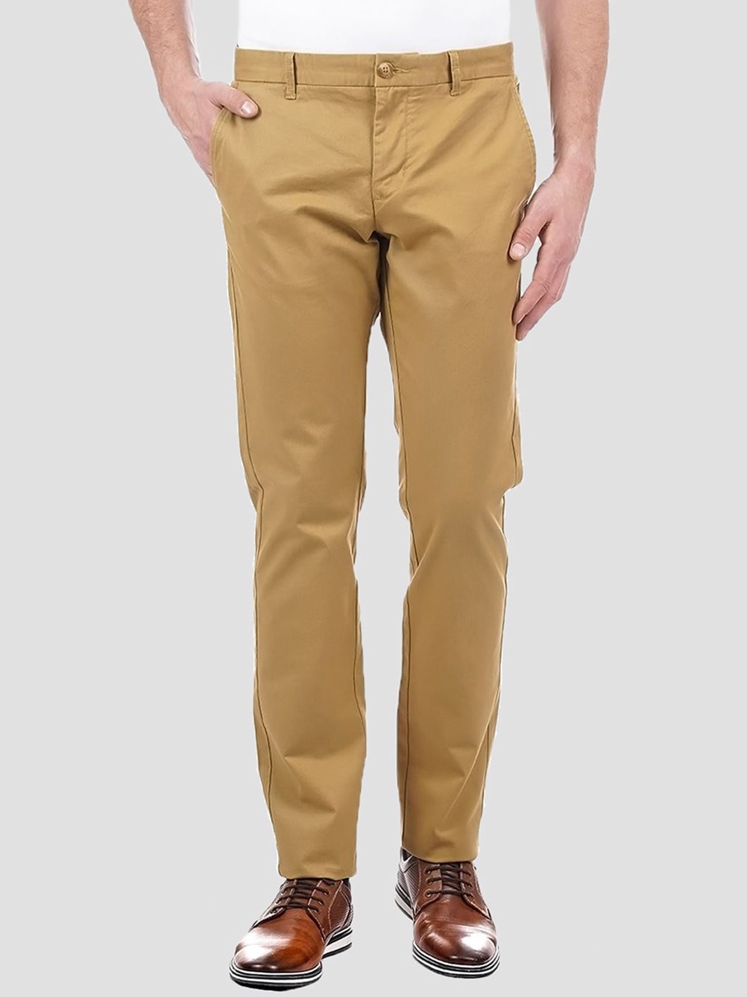 

LONDON FOG Men Brown Low-Rise Chinos Trousers