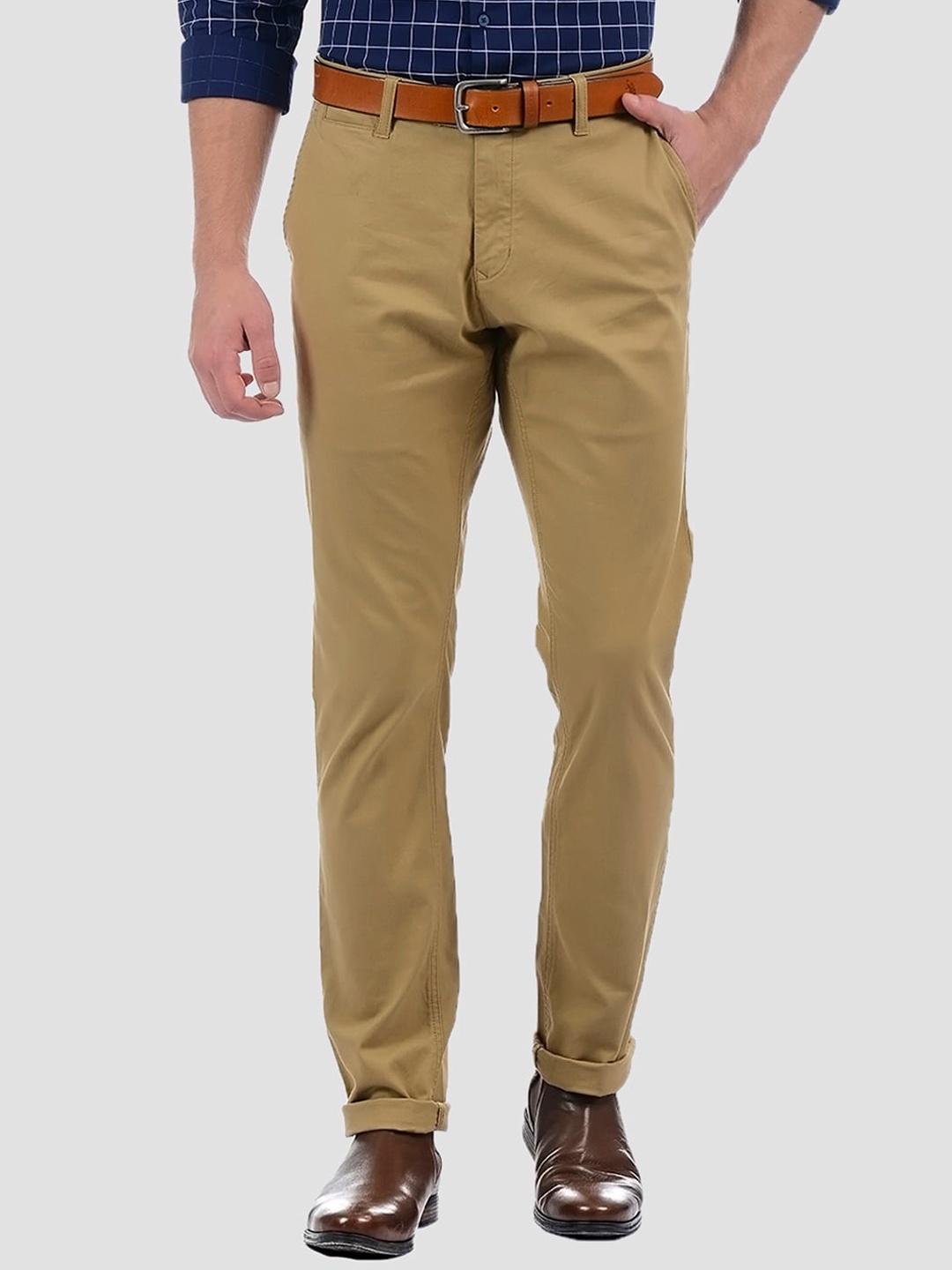 

LONDON FOG Men Brown Low-Rise Chinos Trousers