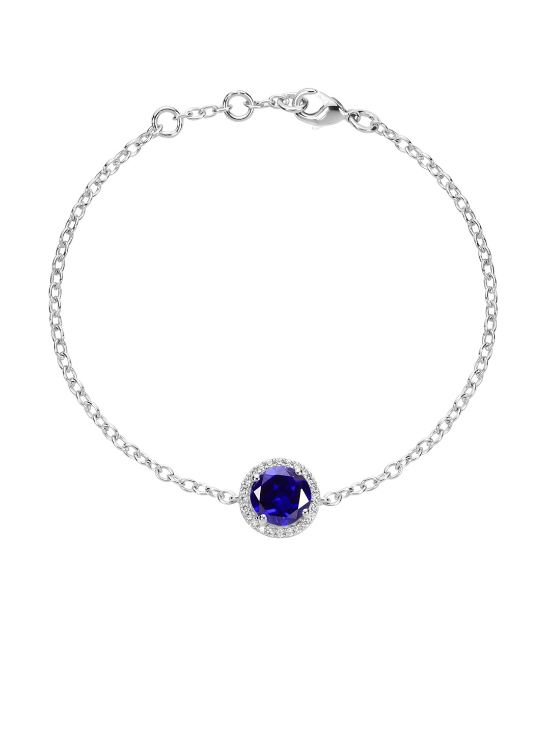 

LA SOULA 925 Sterling Silver Silver-Plated Blue & White Stone-Studded Bracelet Rakhi
