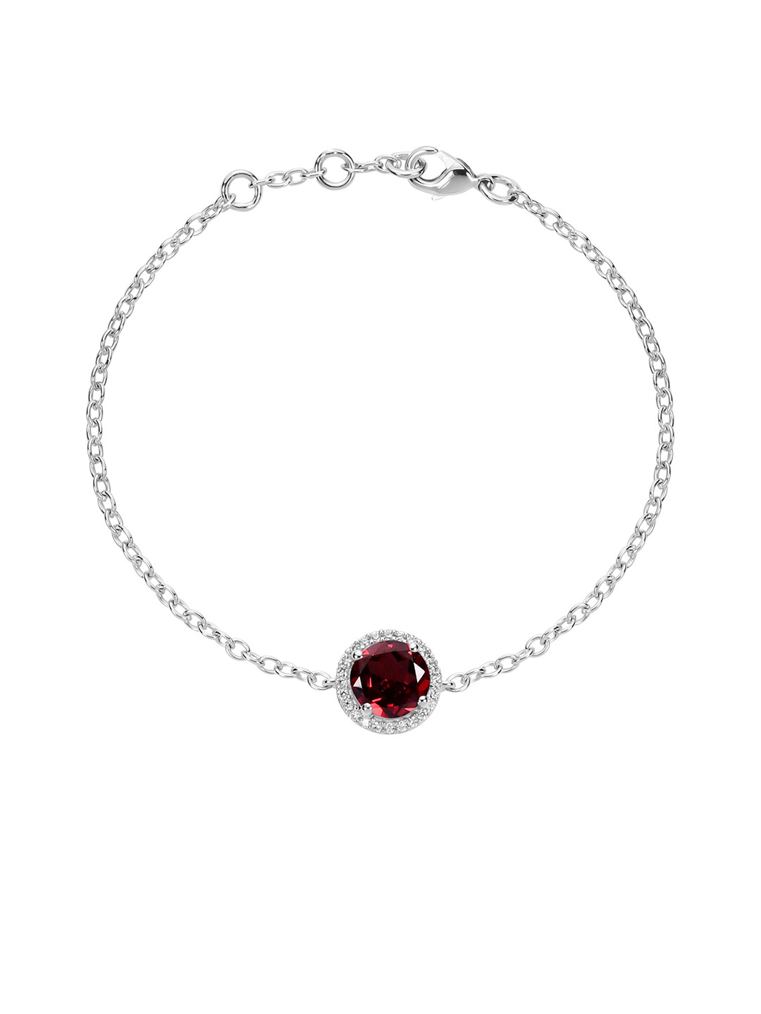 

LA SOULA 925 Sterling Silver-Toned Red Birth Stone Beaded Bracelet Rakhi