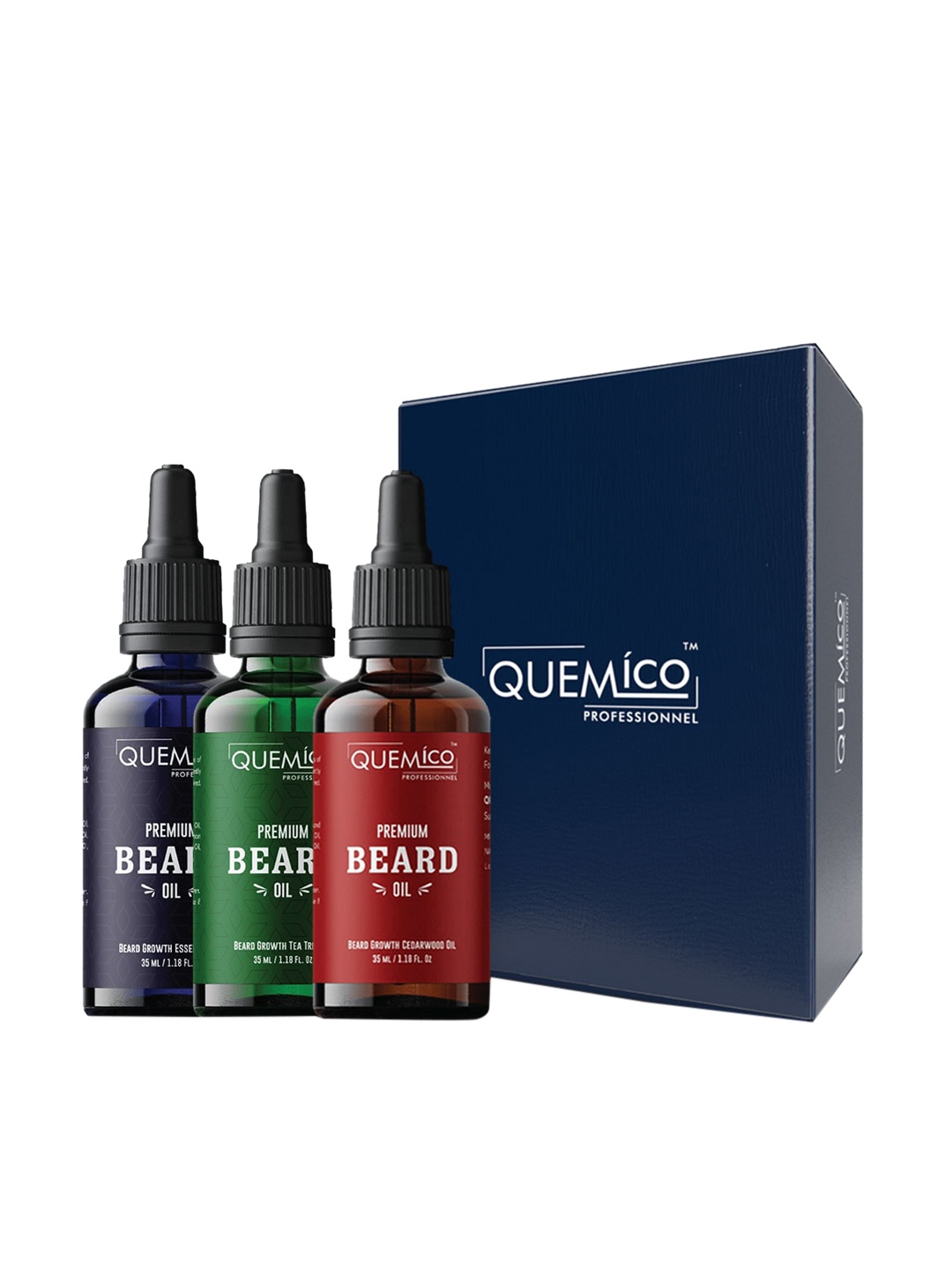 

Quemico Professionnel Men Set of 3 Beard Growth Essential Oil - 35ml each, Green