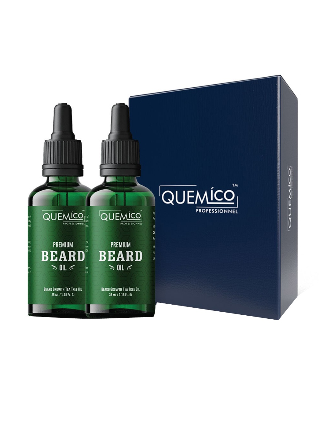

Quemico Professionnel Set of 2 Premium Beard Growth Tea Tree Oil - 35 ml each, Green
