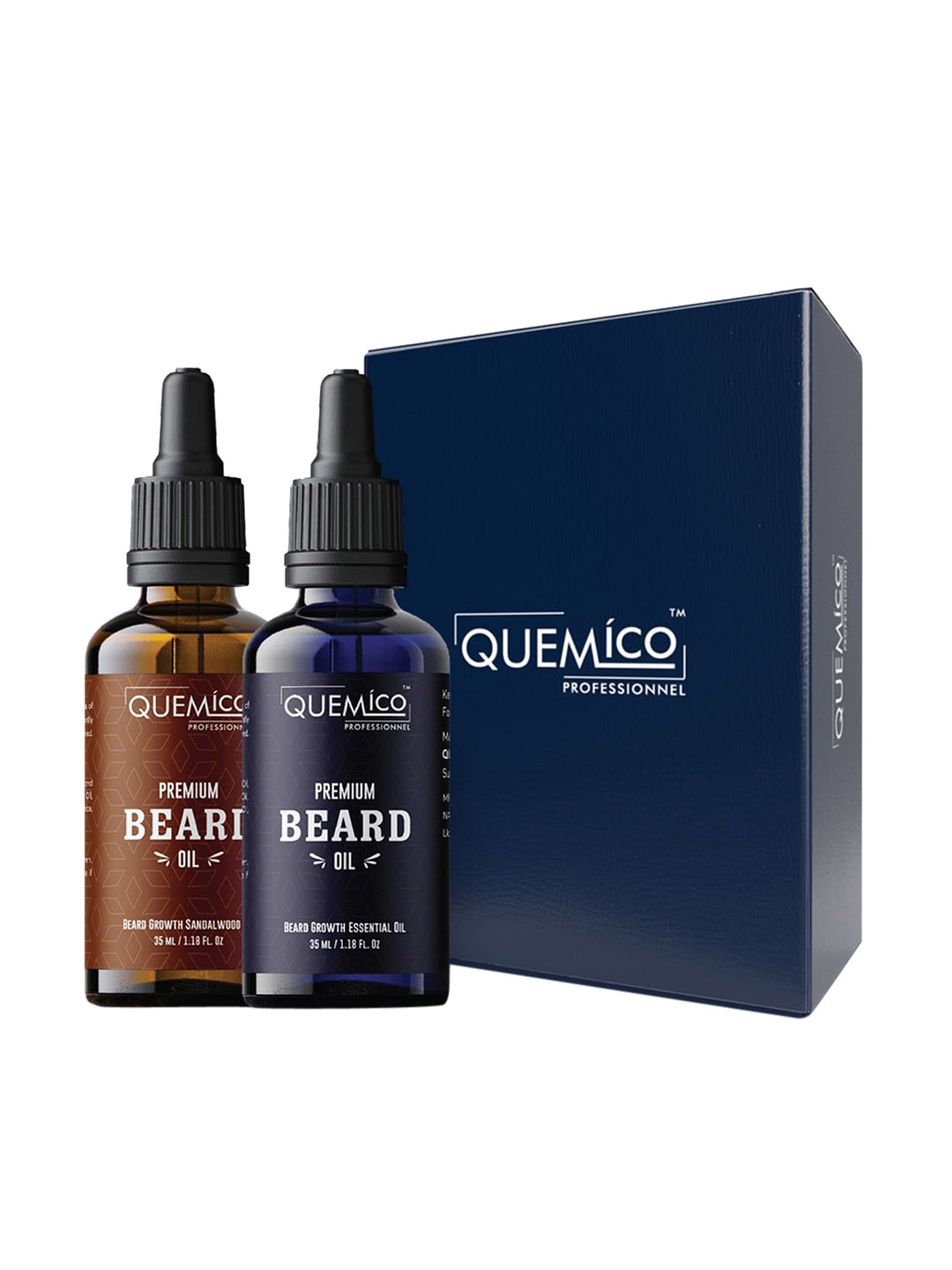 

Quemico Professionnel Set of Premium Beard Growth Sandalwood & Almond Oil - 35 ml each, Brown