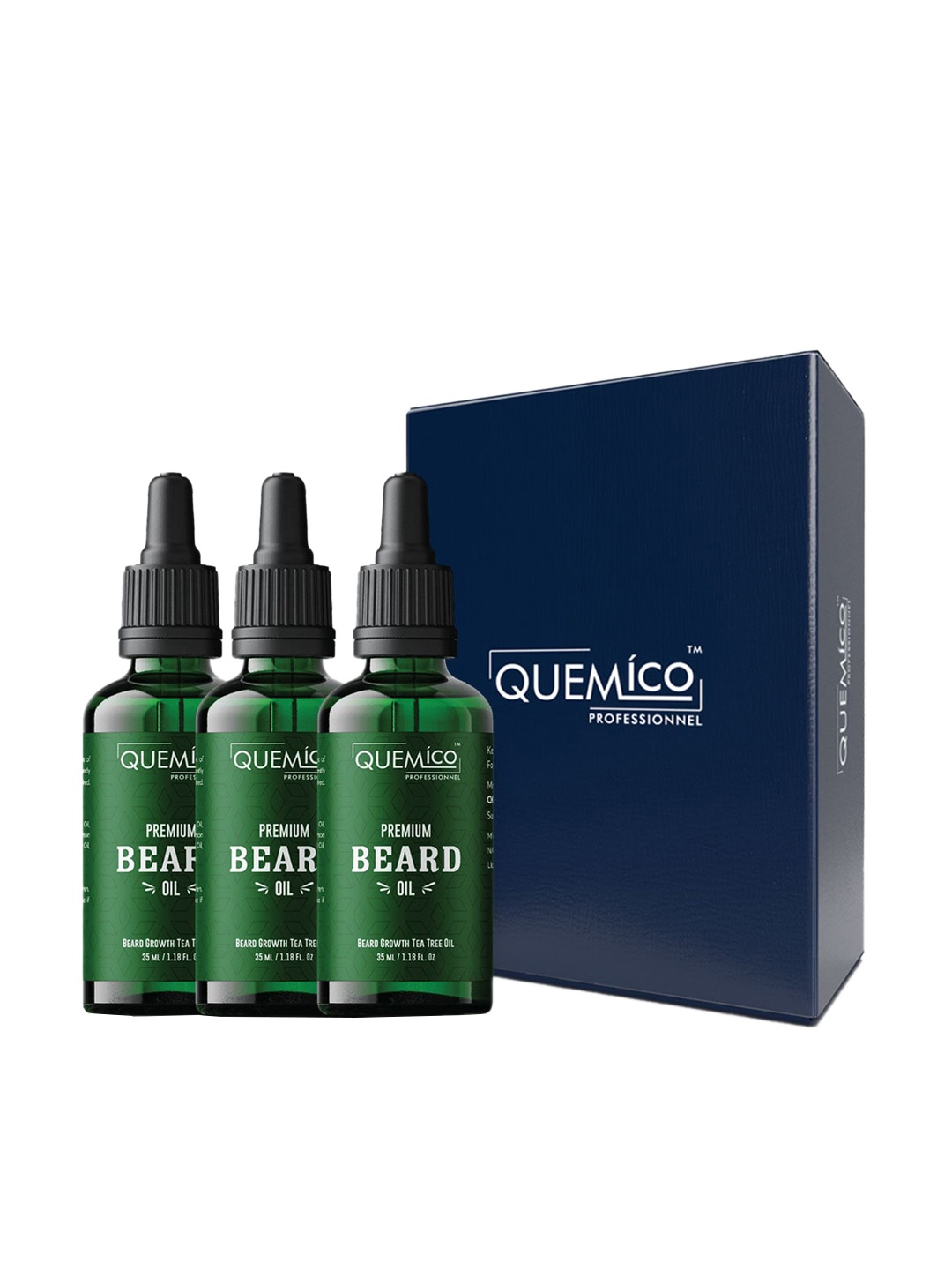 

Quemico Professionnel Men Set of 3 Tea Tree Beard Growth Essential Oil - 35ml each, Green