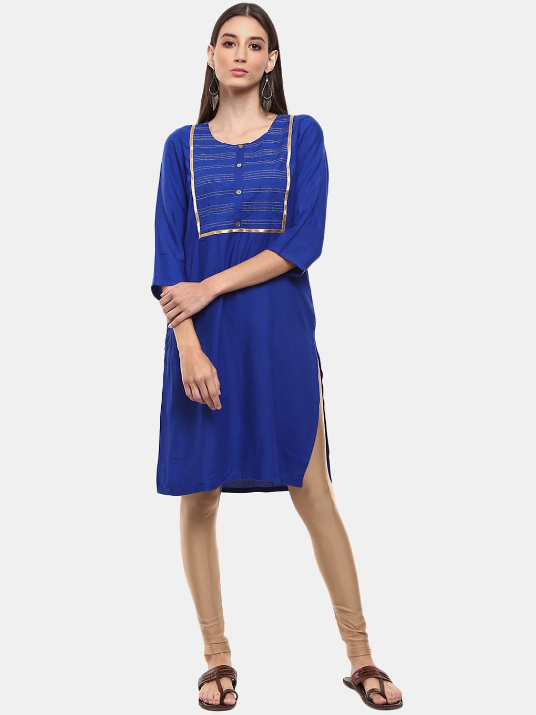 

Desi Mix Women Blue Thread Work Kurta