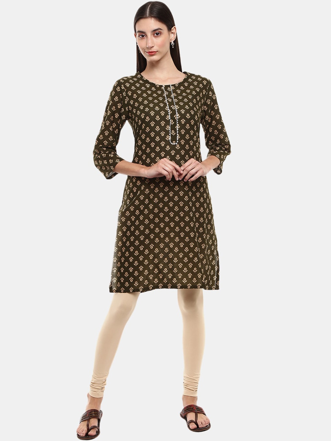 

Desi Mix Women Green Floral Kurta