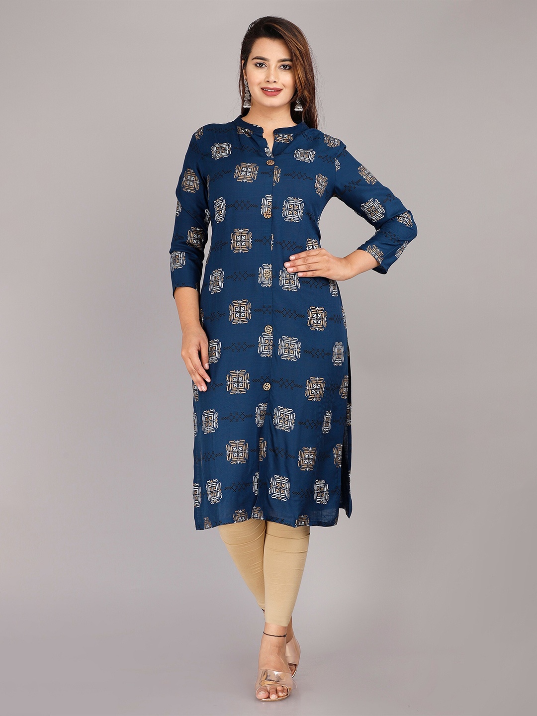 

SP DESIGNS Women Blue Floral Printed Floral Kurta