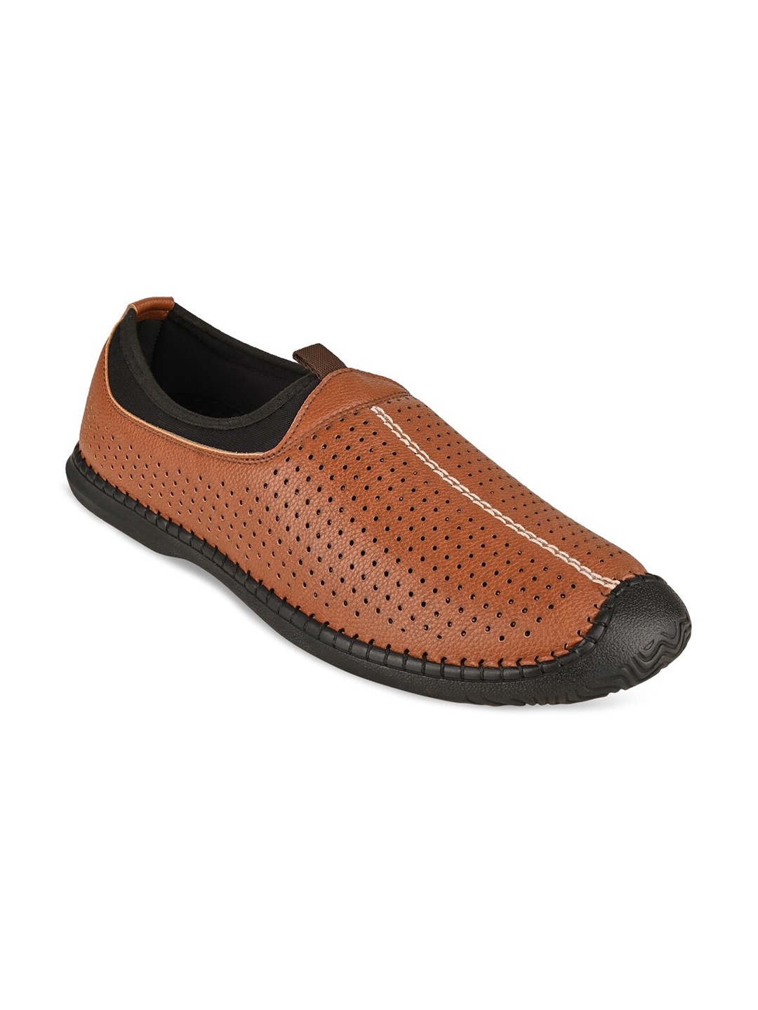 

Regal Men Tan Perforations Slip-On Sneakers