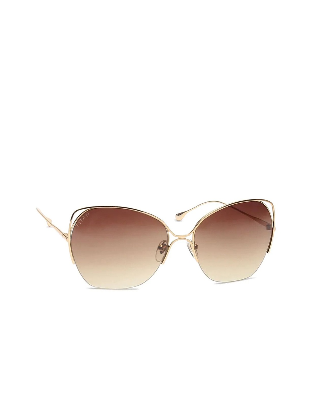 

Titan Unisex Brown Lens & Gold-Toned Oversized Sunglasses with UV Protected Lens