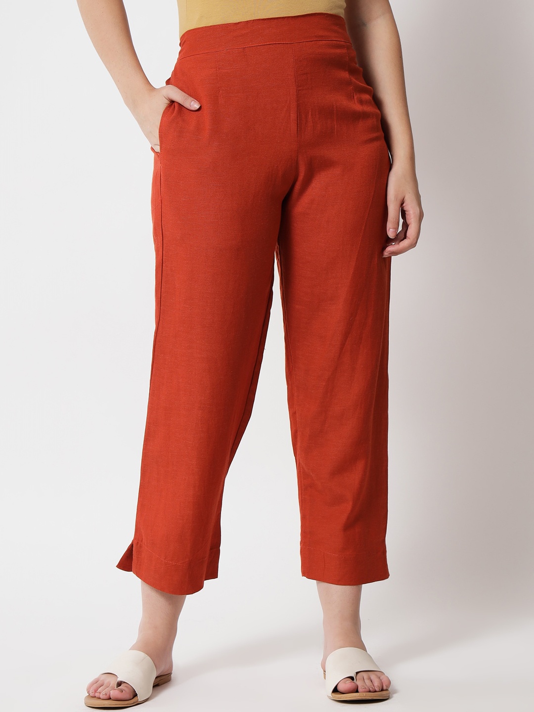 

Aujjessa Women Rust Original Easy Wash Trousers
