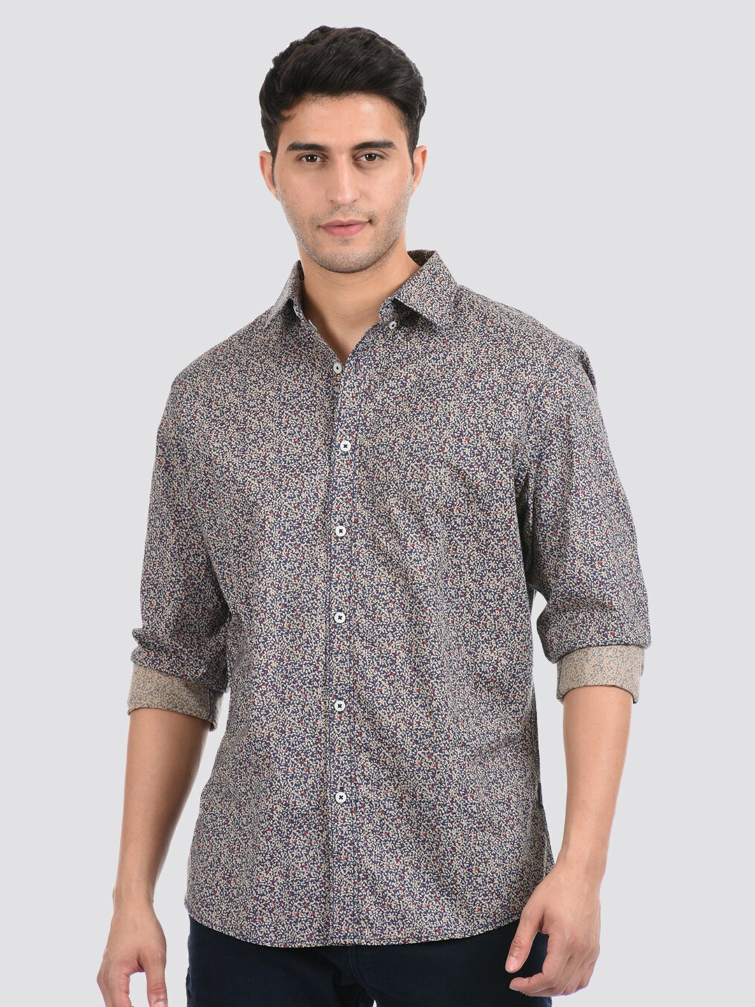 

LONDON FOG Men Navy Blue Printed Casual Printed Shirt