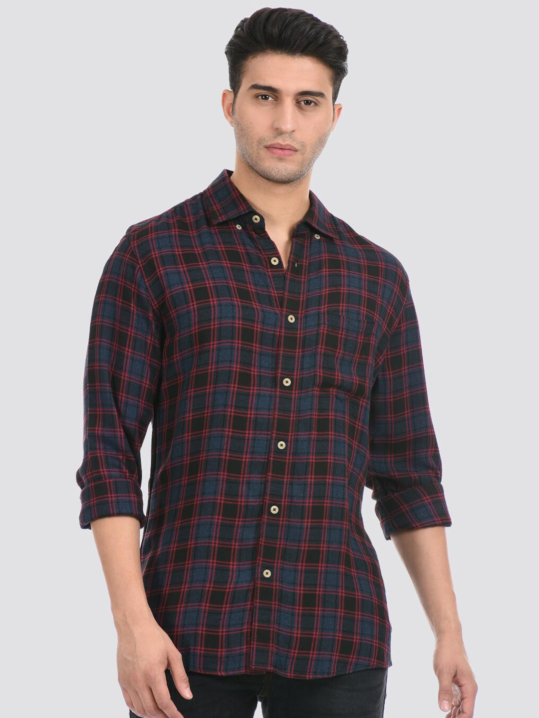 

LONDON FOG Men Red Tartan Checks Checked Casual Shirt