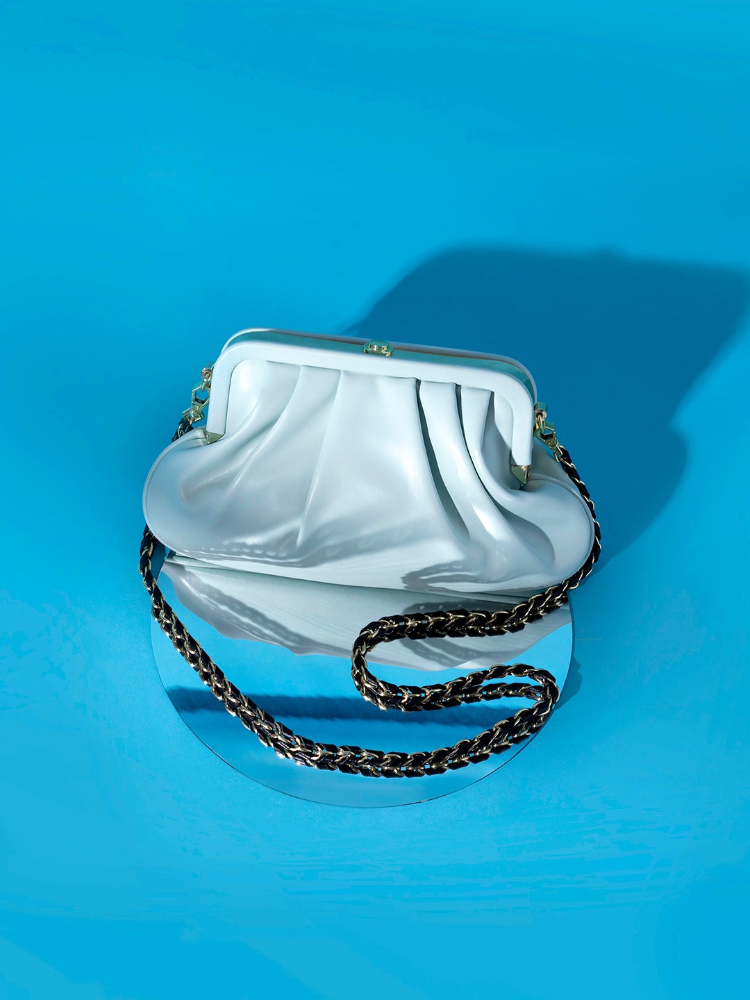 

HAUTE SAUCE by Campus Sutra Blue PU Structured Sling Bag