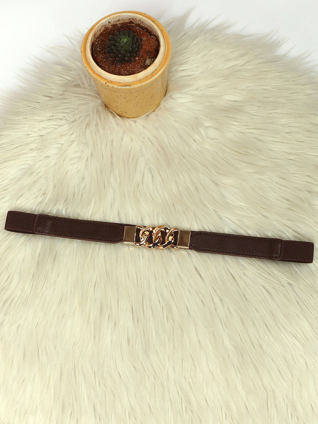 

HAUTE SAUCE by Campus Sutra Women Interlock Brown Casual Belt