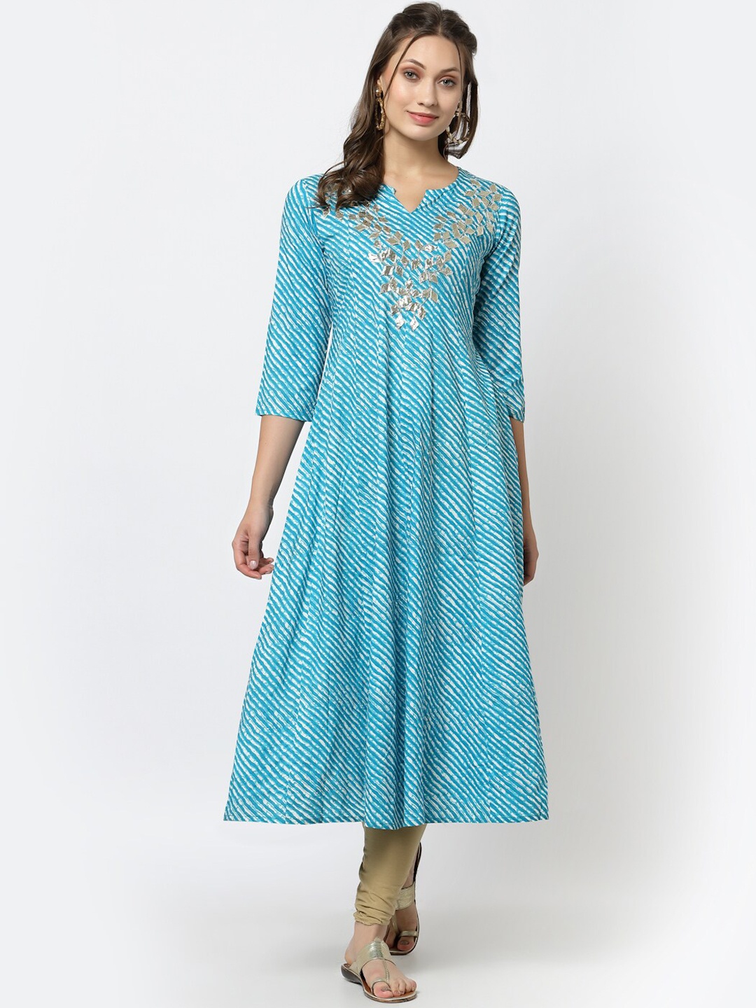 

YELLOW CLOUD Women Blue Geometric Printed Kurta