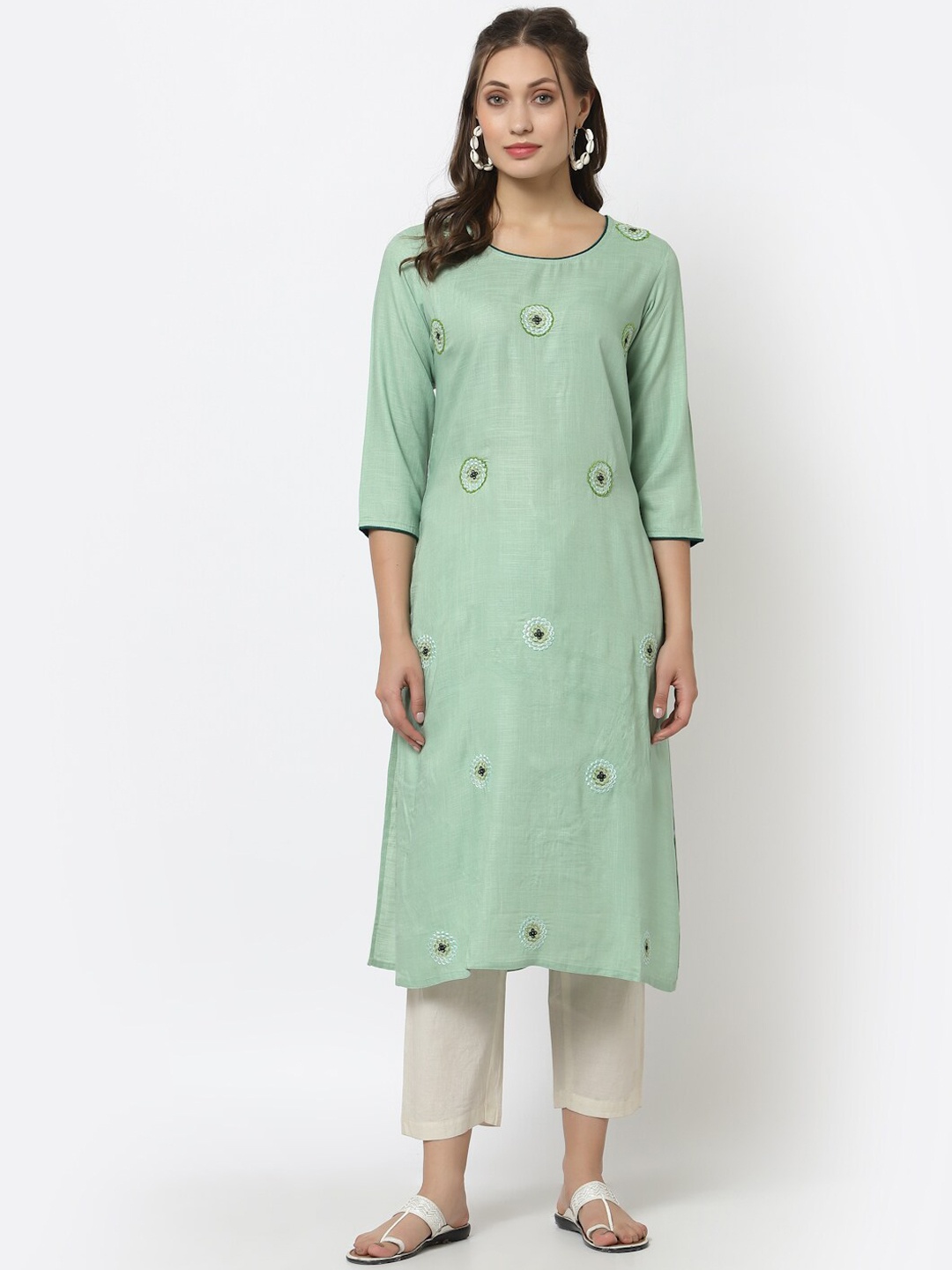 

YELLOW CLOUD Women Green Kurta