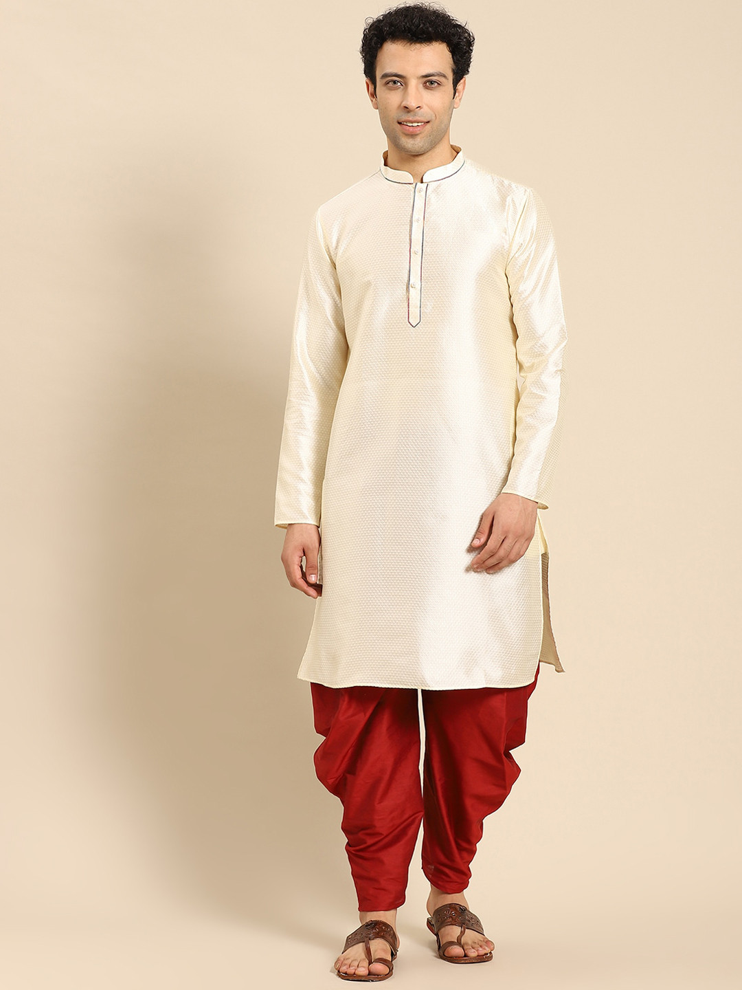 

Amodh by Kisah Men White Solid Kurta