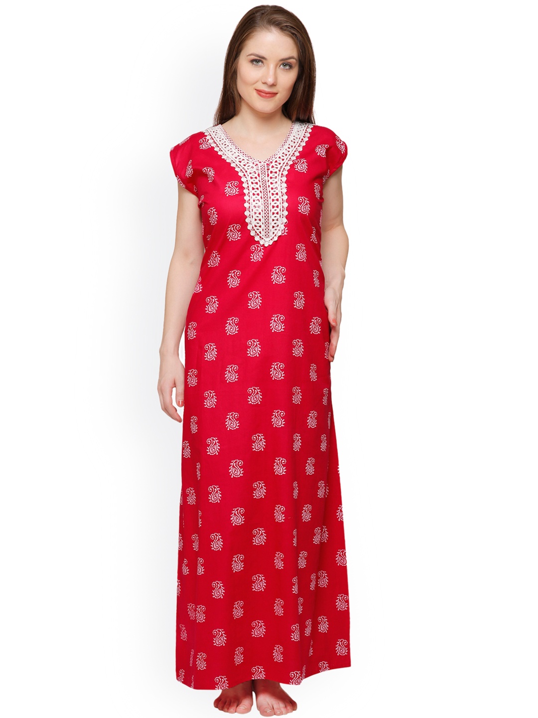 

Secret Wish Red Paisley Print Maxi Nightdress NT-E74-390