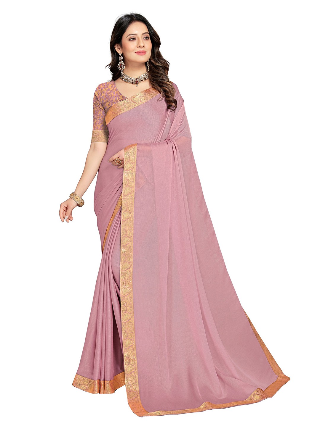 

KALINI Purple & Green Zari Pure Cotton Banarasi Saree