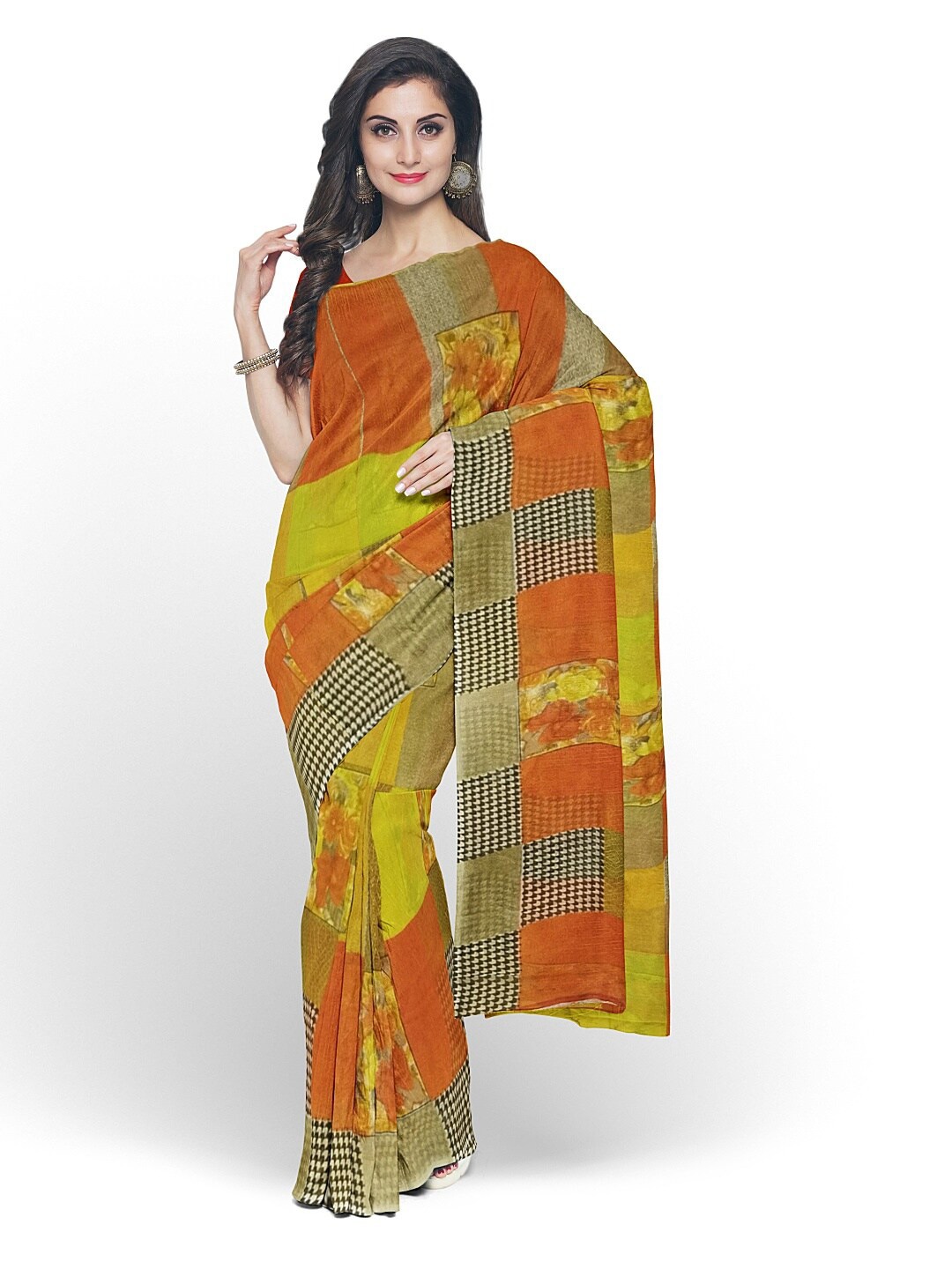 

Florence Assorted Ethnic Motifs Pure Georgette Fusion Dharmavaram Saree