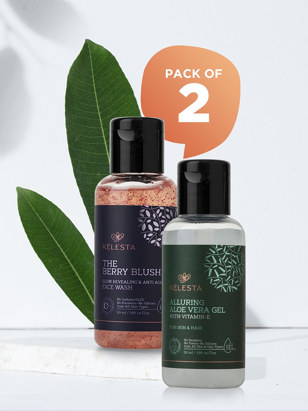 

KELESTA Set of The Berry Blush Facewash 50 ml - Alluring Aloevera Body Gel 50 ml, Orange