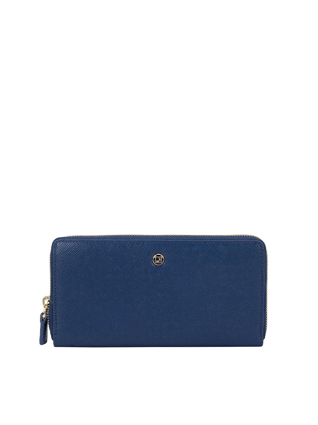 

Da Milano Women Blue Textured Leather Zip Around Wallet