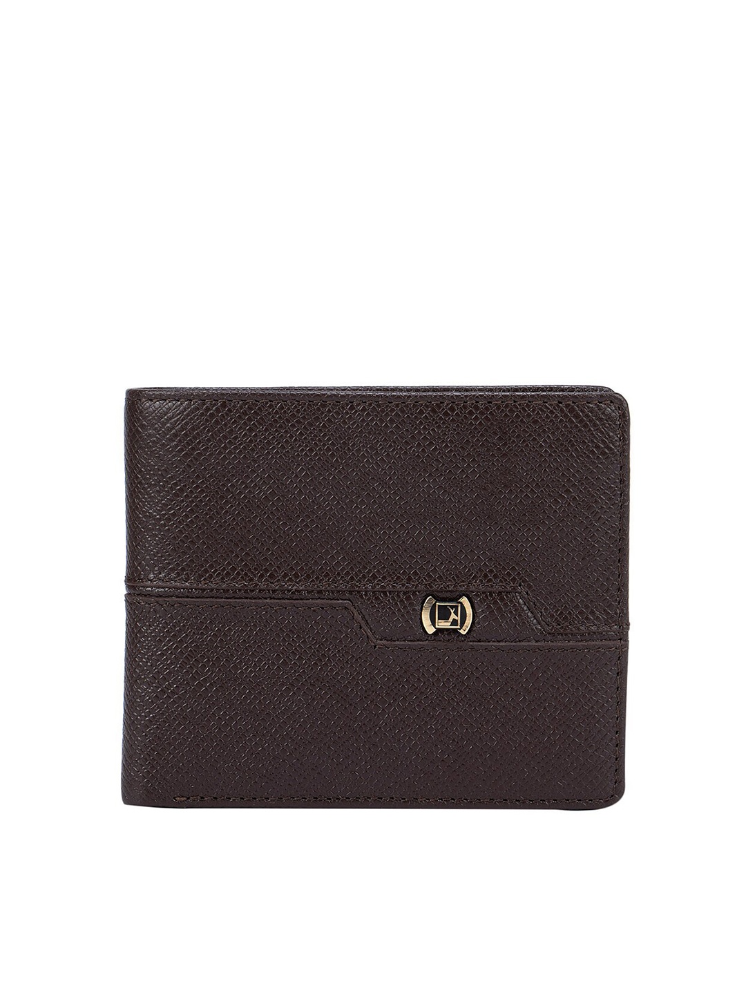 

Da Milano Men Brown Textured Leather Two Fold Wallet