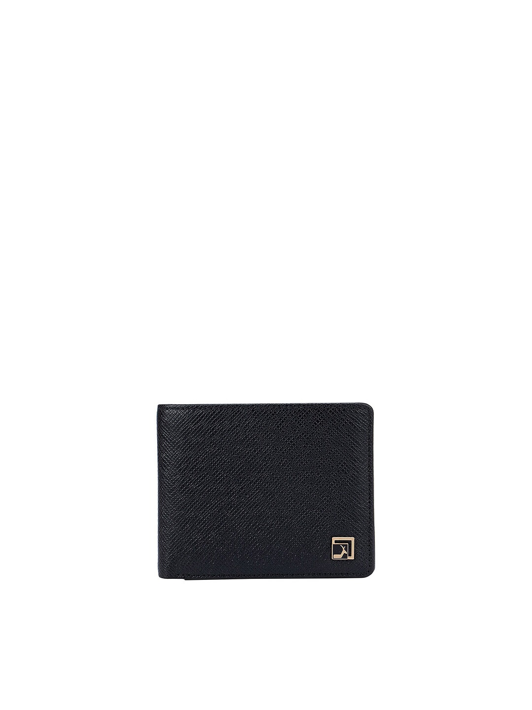 

Da Milano Men Black Textured Leather Two Fold Wallet