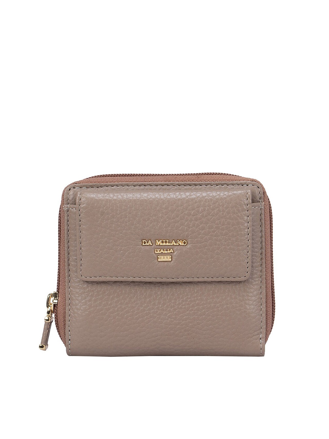 

Da Milano Women Brown Textured Leather Zip Around Wallet