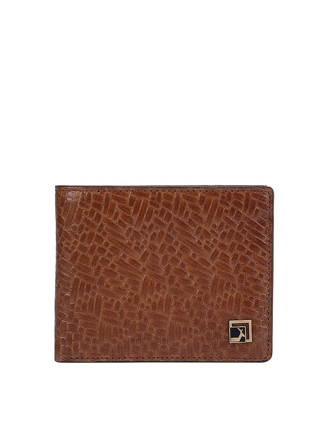 

Da Milano Men Brown Textured Leather Two Fold Wallet
