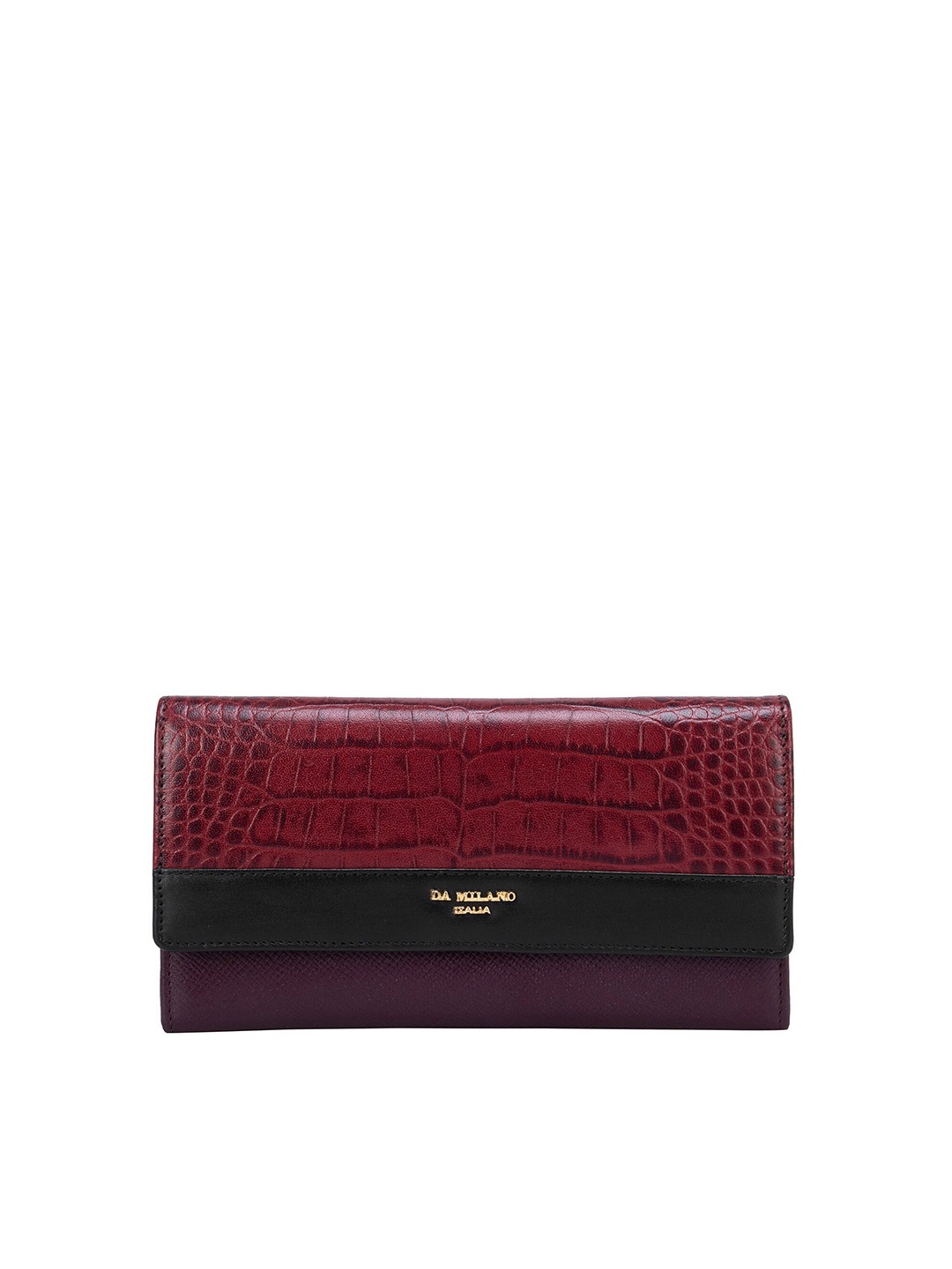 

Da Milano Women Burgundy Textured Leather Wallet