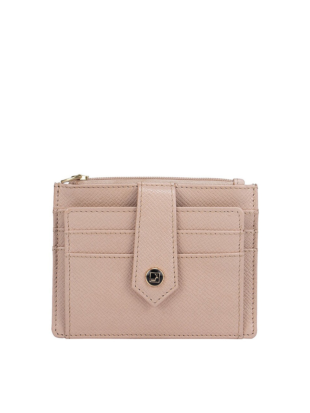 

Da Milano Men Peach-Coloured Textured Leather Card Holder