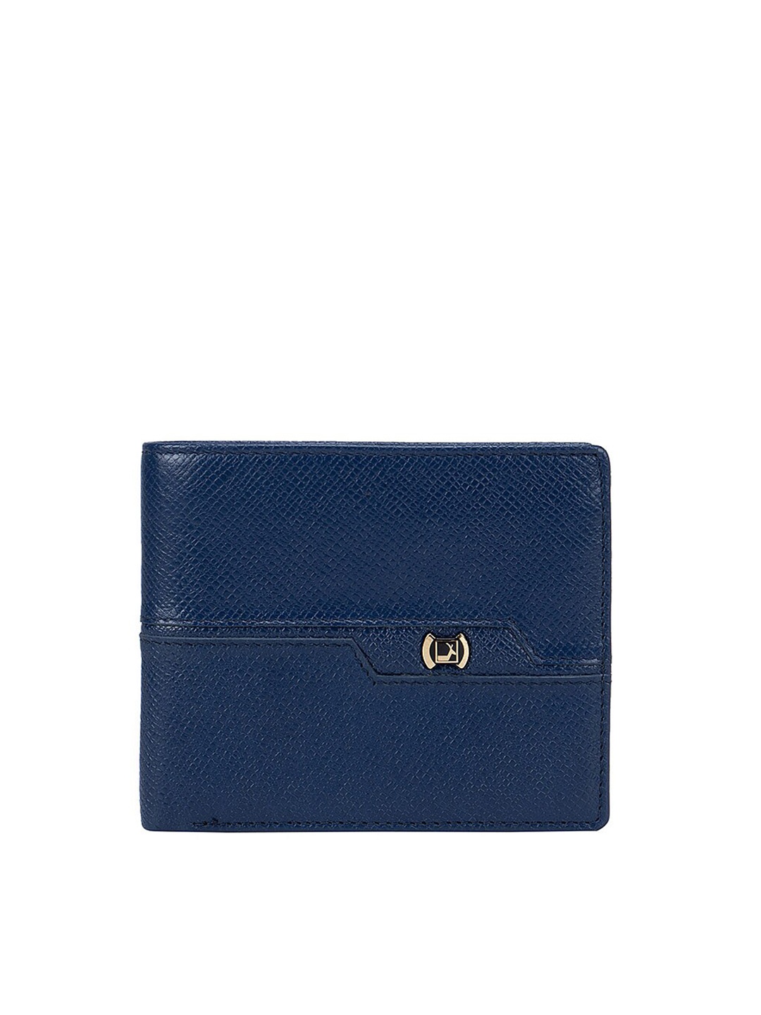 

Da Milano Men Blue & Gold-Toned Textured Leather Two Fold Wallet