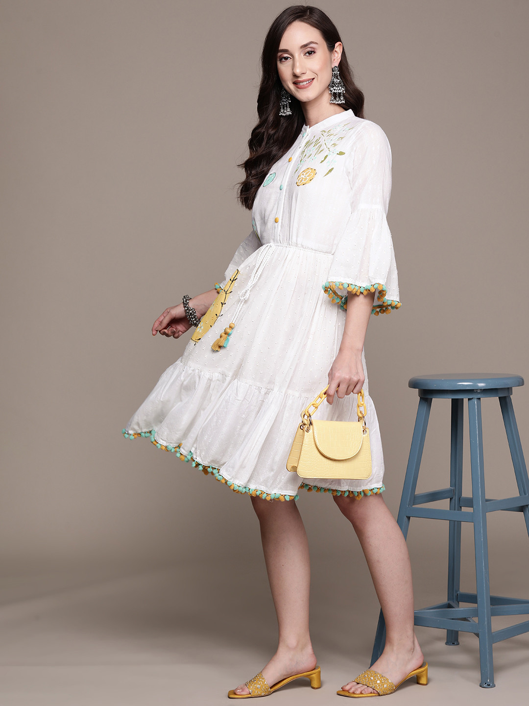 

Ishin White A-Line Dress