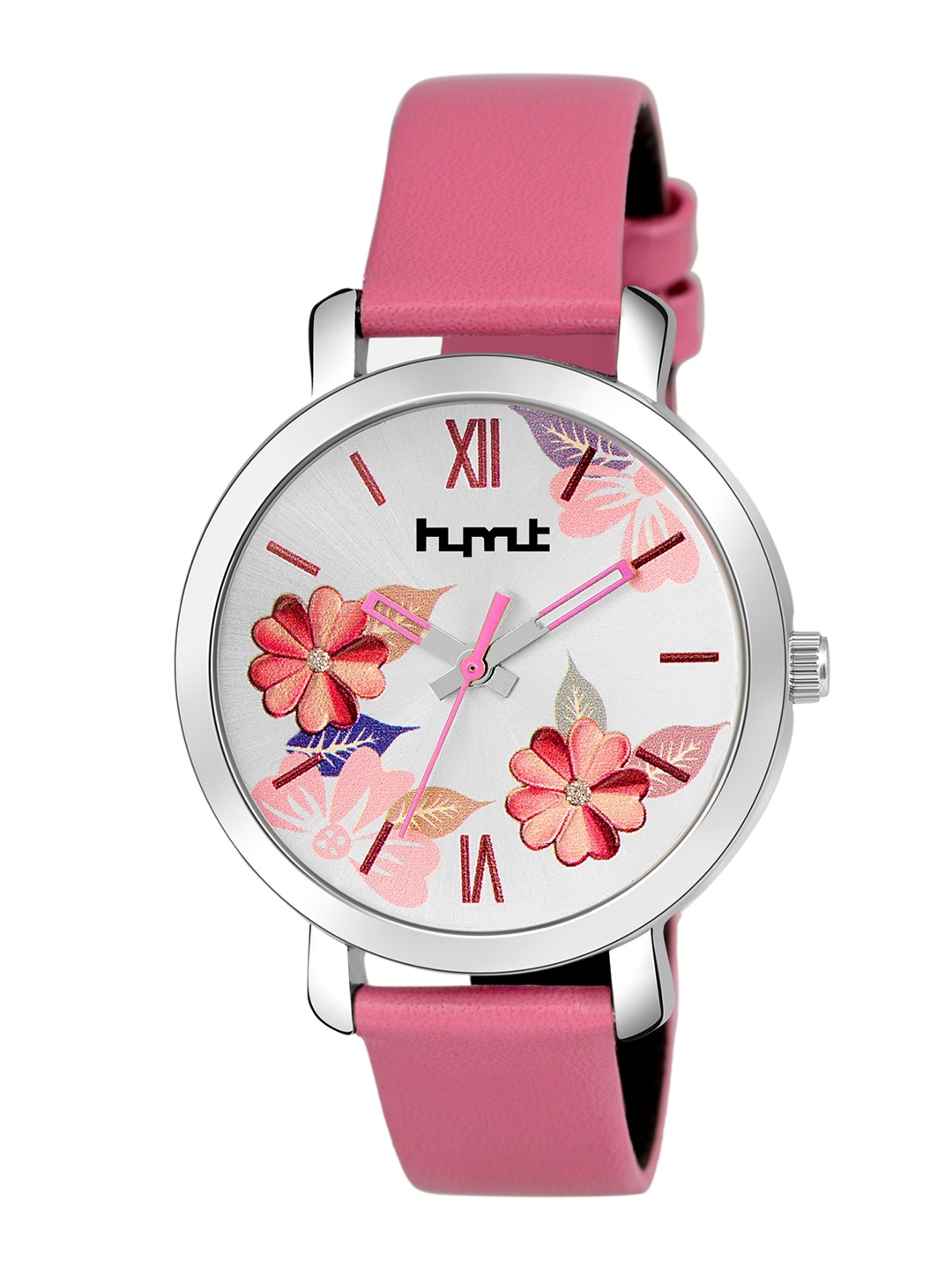 

HYMT Women White Printed Dial & Pink Leather Straps Analogue Watch
