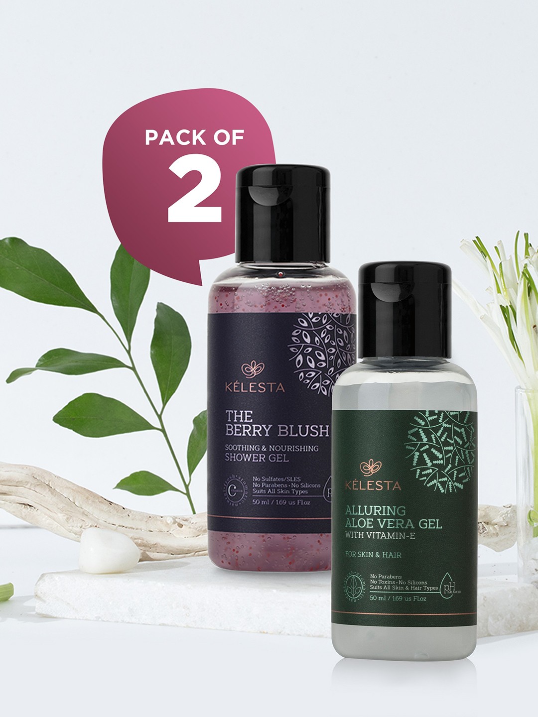 

KELESTA Aloe Vera Face Wash & Shower Gel Combo-50ML Each, Na