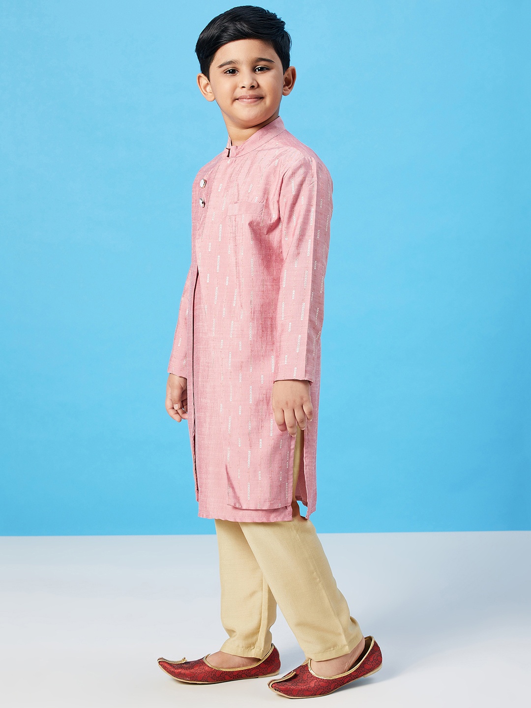 

Stylo Bug Boys Peach-Coloured Layered Kurta with Pyjamas