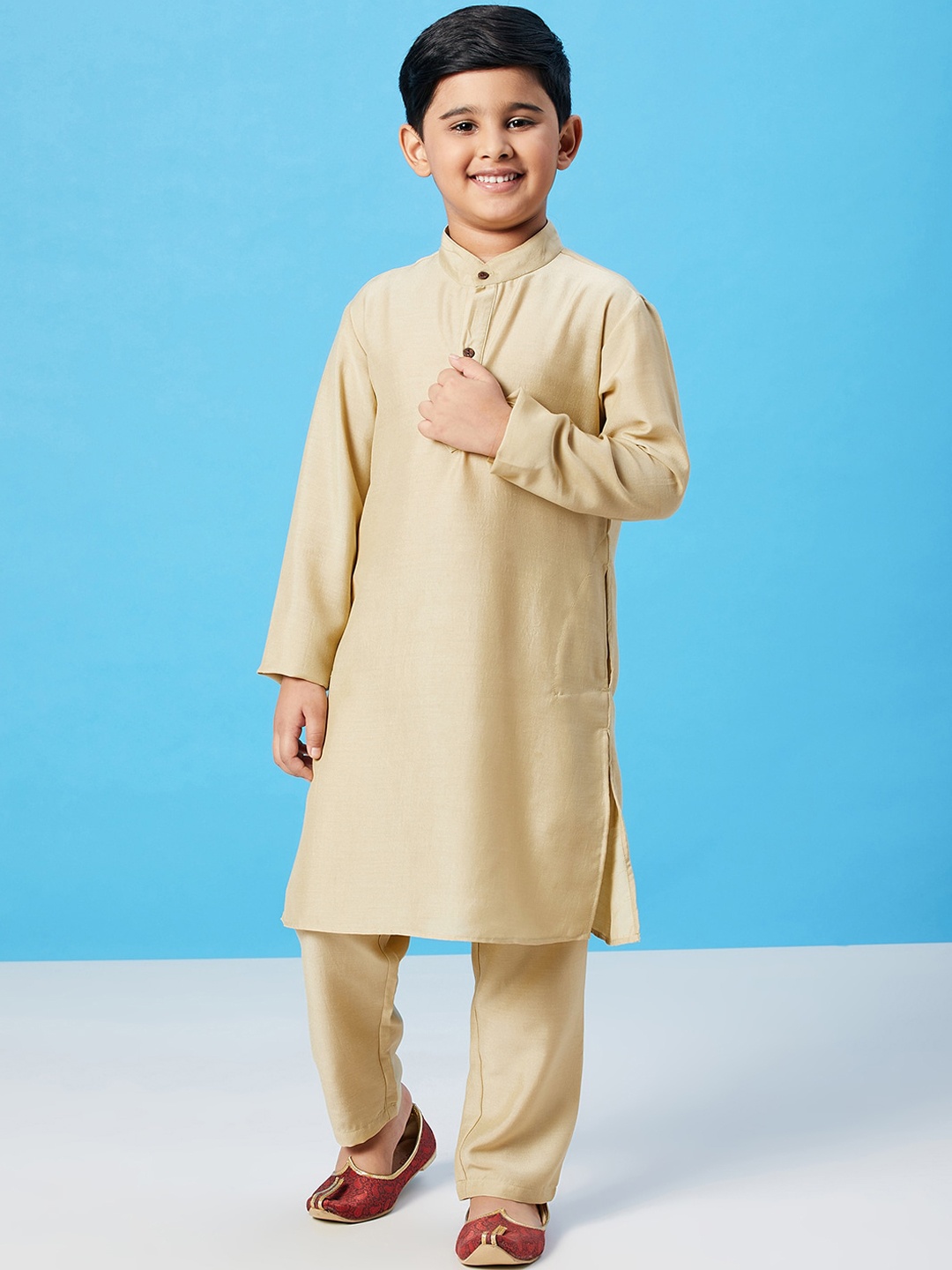 

Stylo Bug Boys Gold-Toned Kurta with Pyjamas