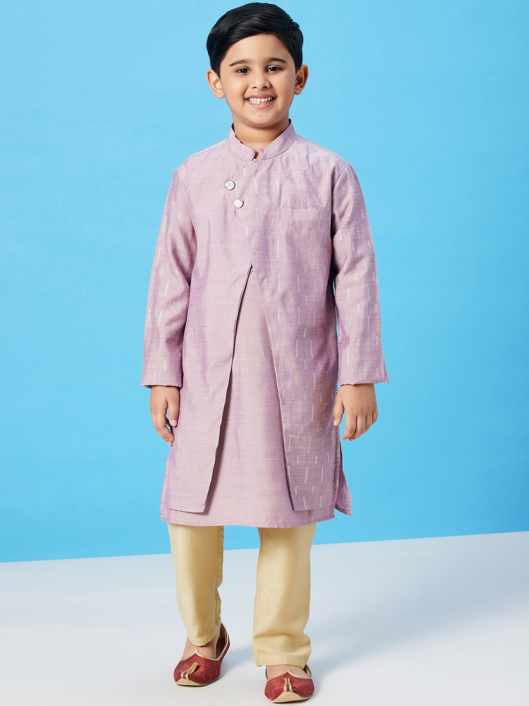 

Stylo Bug Boys Purple Layered Kurta with Pyjamas