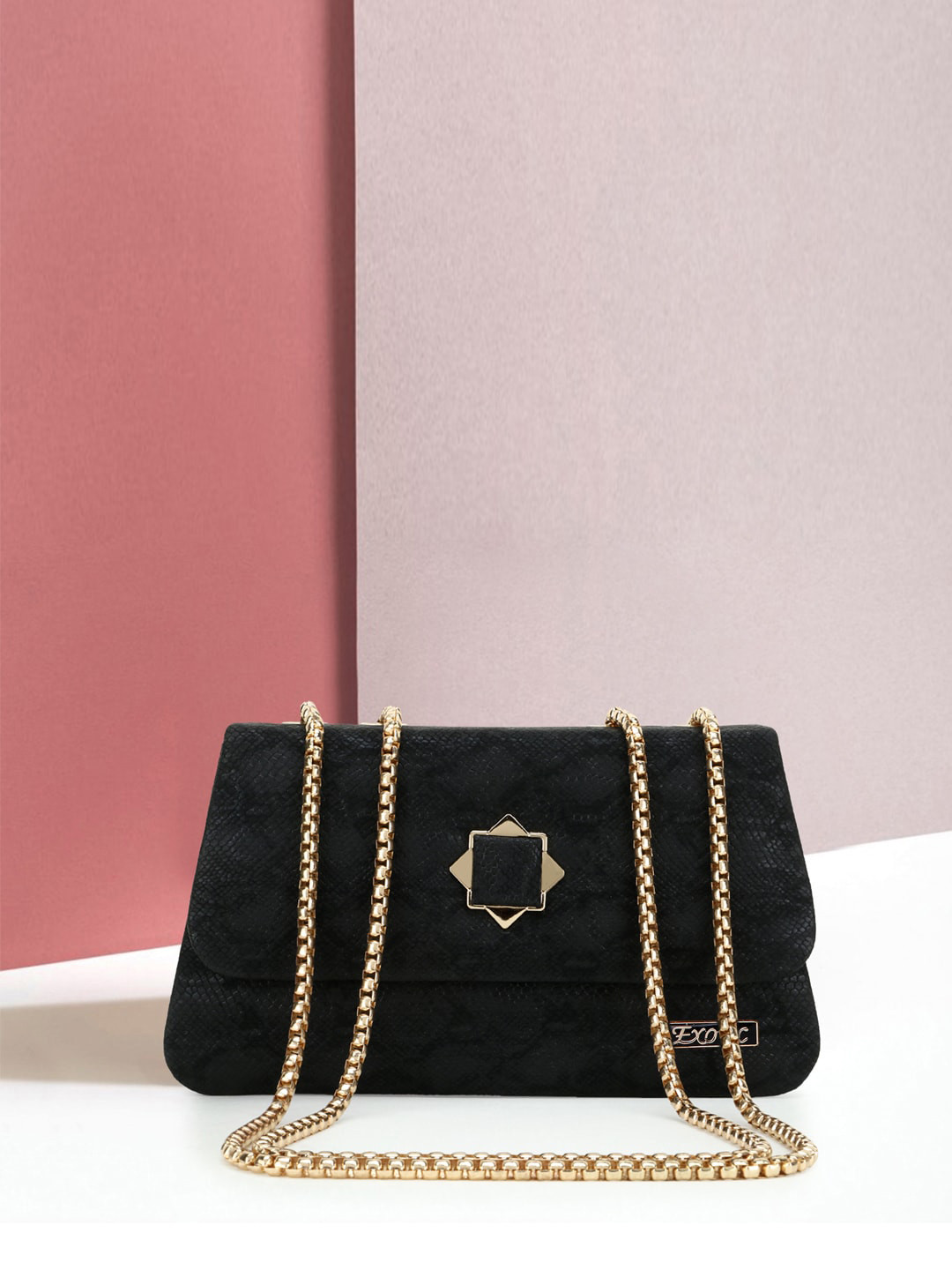 

Exotic Black Textured PU Structured Sling Bag
