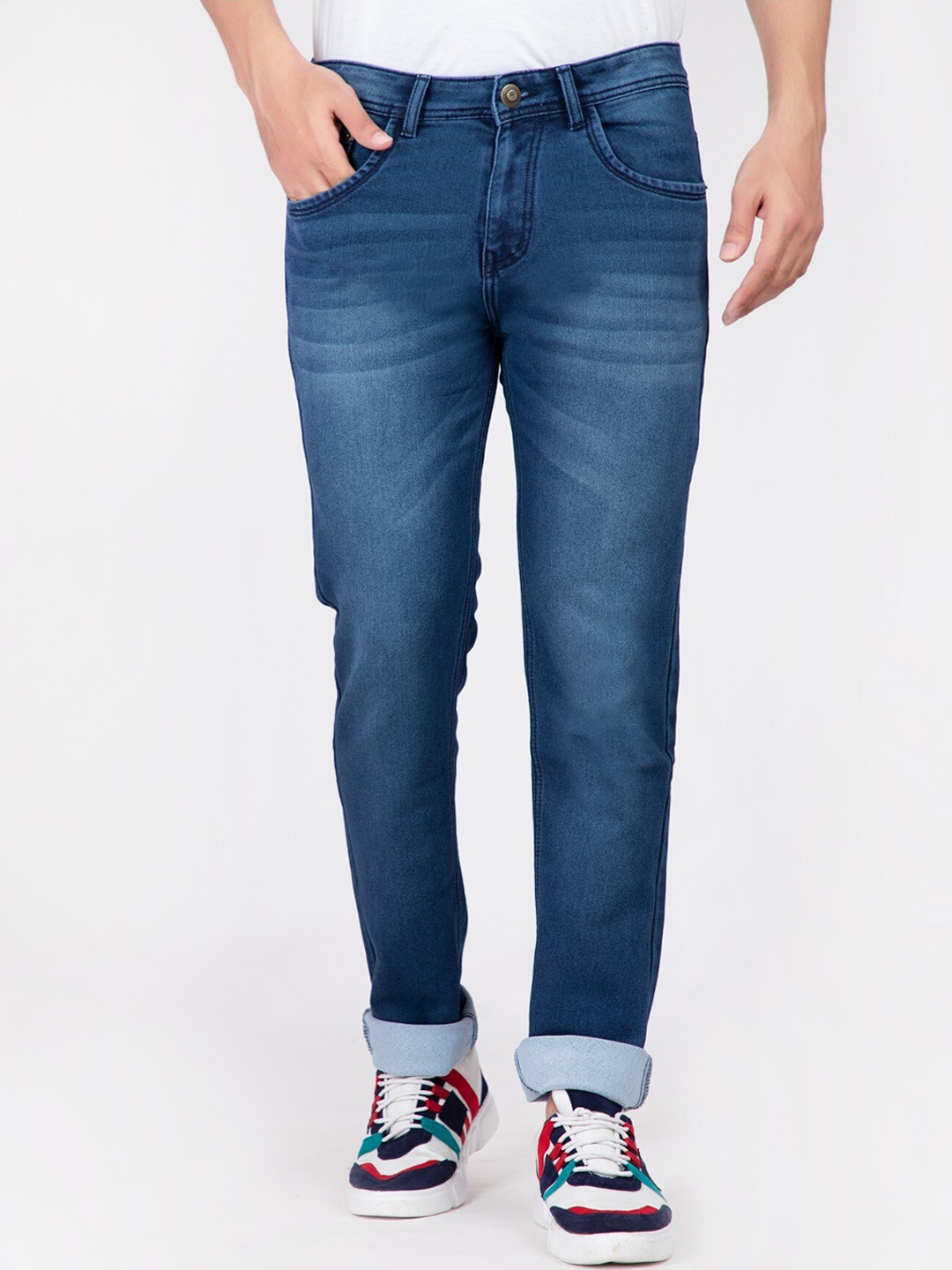 

HJ HASASI Men Blue Light Fade Stretchable Jeans