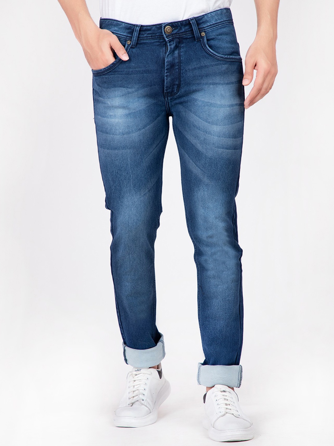 

HJ HASASI Men Blue Heavy Fade Stretchable Jeans