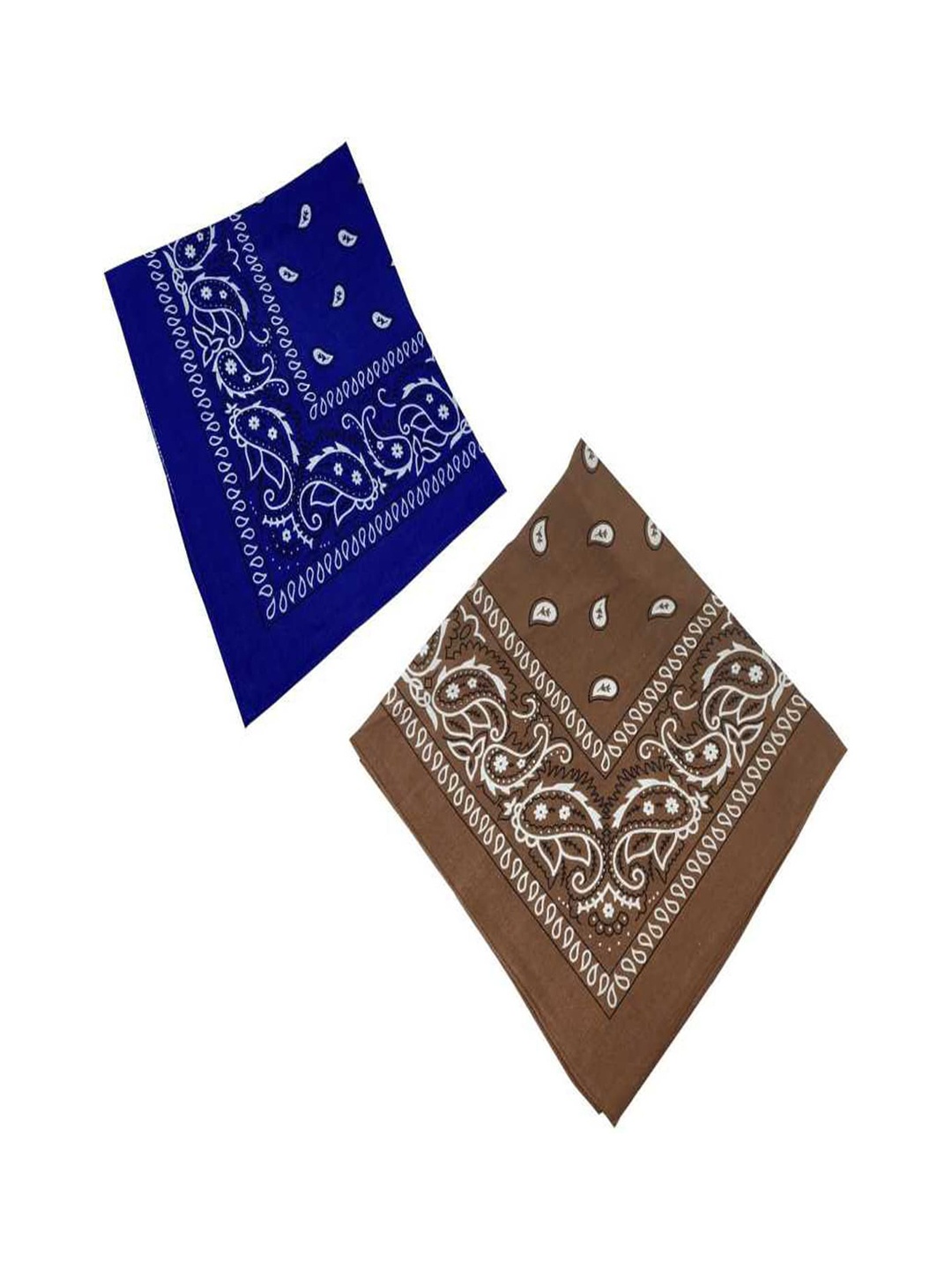 

Aadikart Unisex Pack Of 2 Blue & Brown Paisley Printed Cotton Bandanas