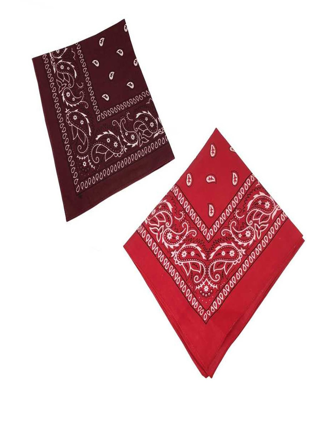 

Aadikart Pack Of 2 Red & Maroon Paisley Printed Cotton Bandanas