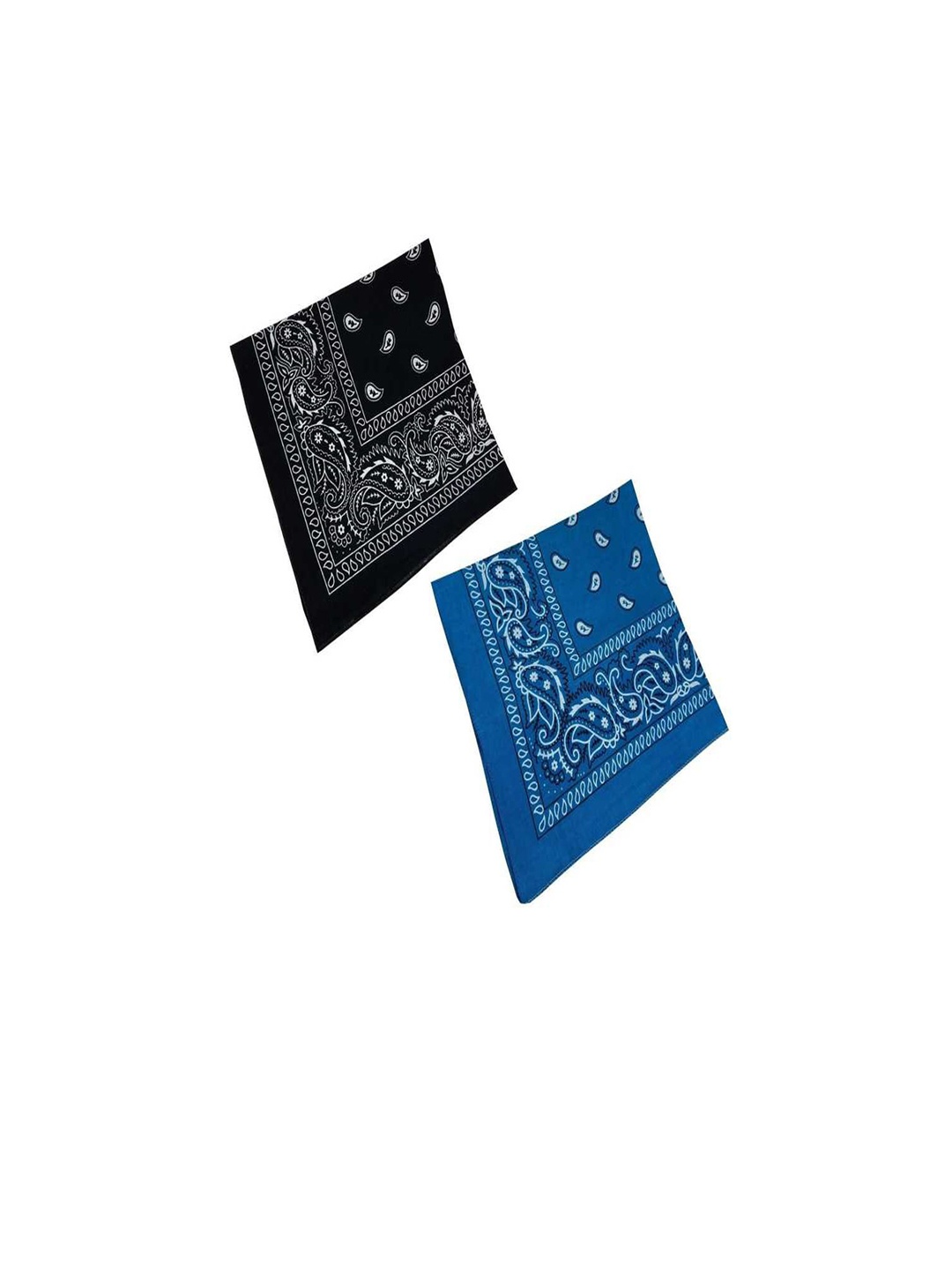 

Aadikart Pack Of 2 Blue & Black Paisley Printed Cotton Bandanas