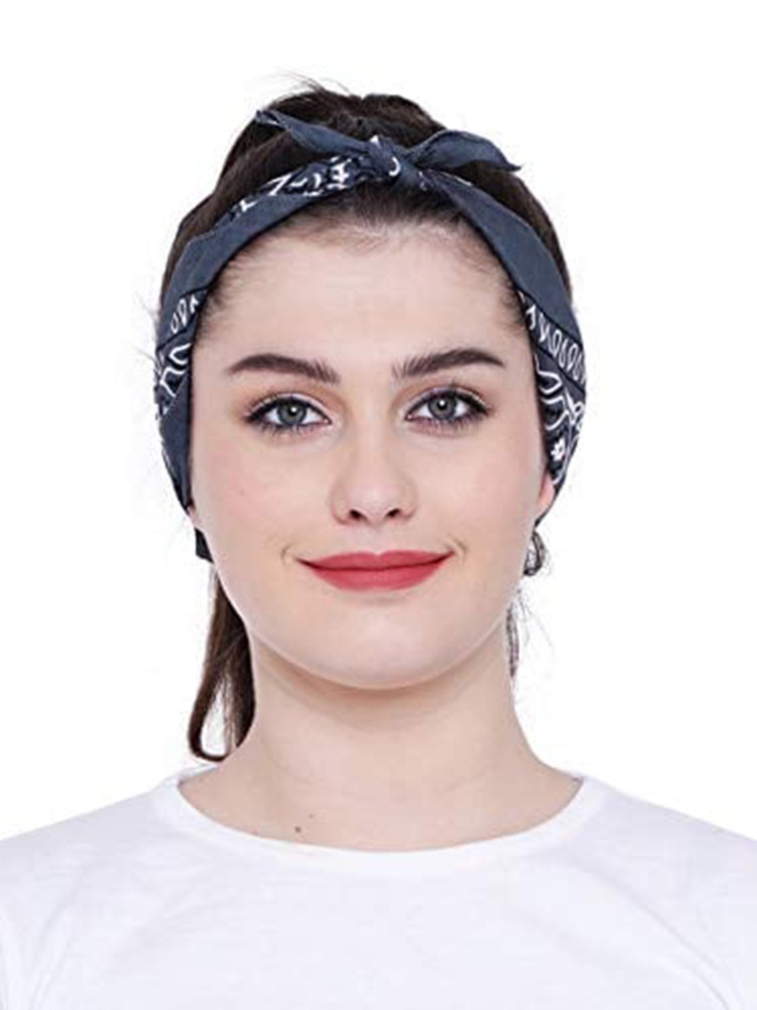 

Aadikart Grey Printed Cotton Headband