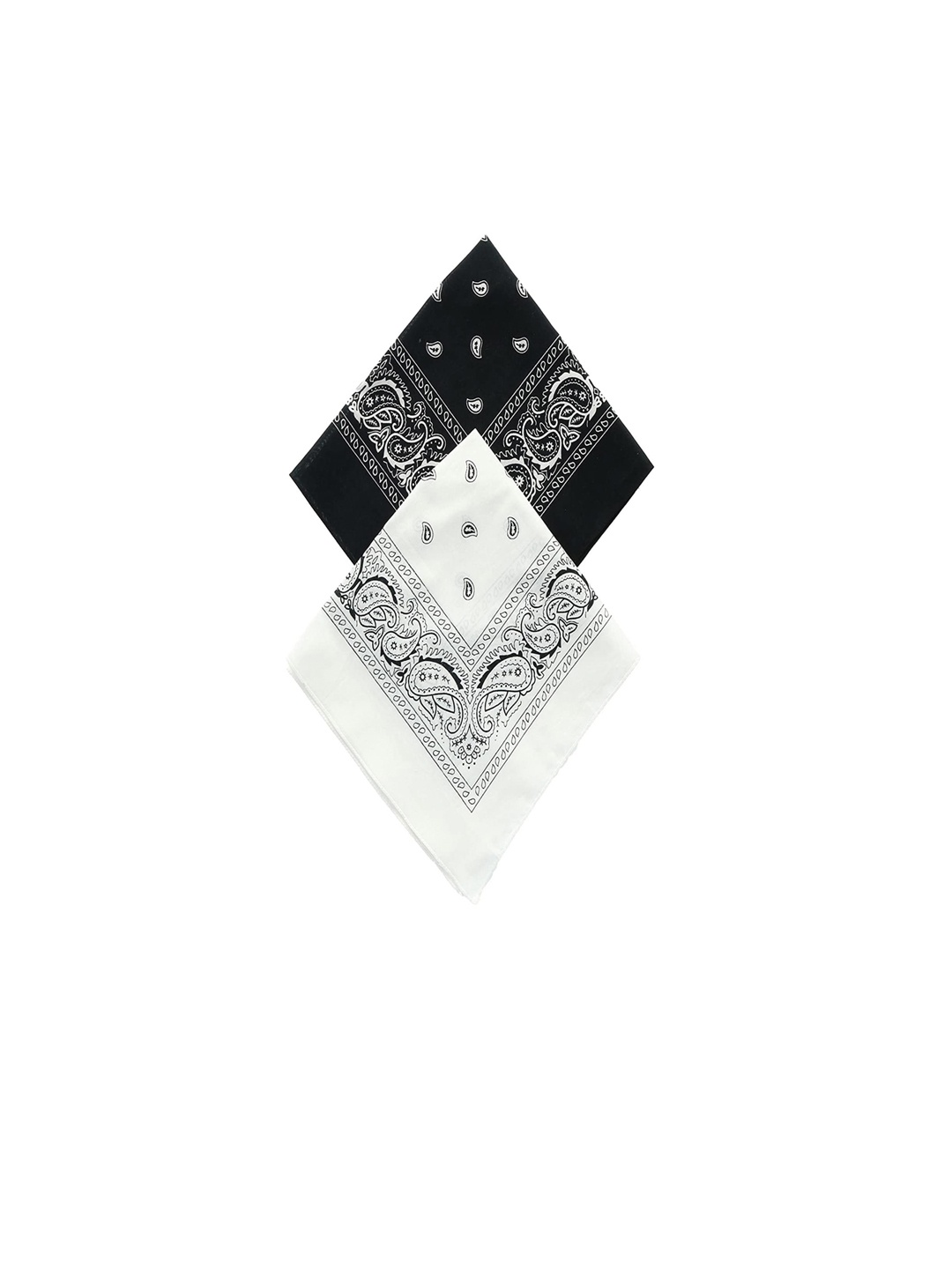 

Aadikart Unisex Pack Of 2 Black & White Paisley Printed Cotton Bandanas