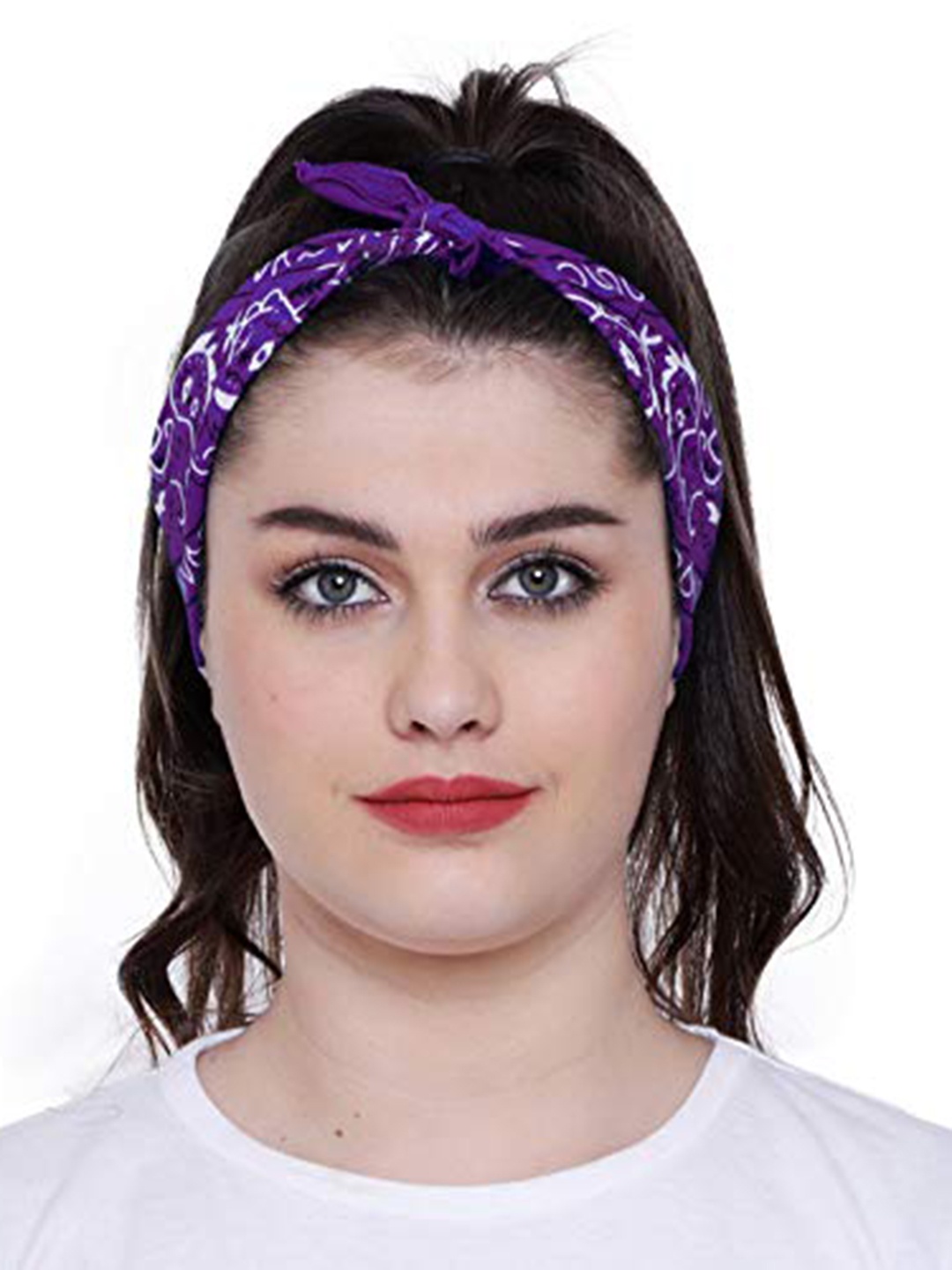 

Aadikart Purple & White Printed Pure Cotton Bandana